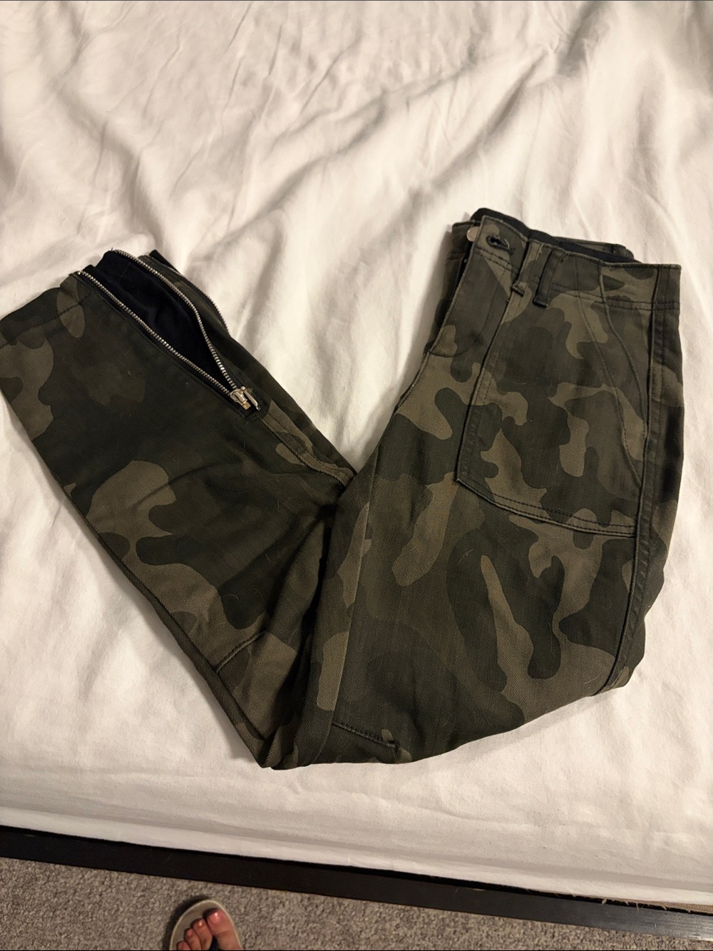 WHBM camo high rise utility jean